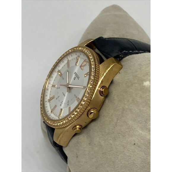 Fossil FTW5016 Women's Black Leather Analog White Dial Hybrid Smart Watch RQ122 - Picture 4 of 12